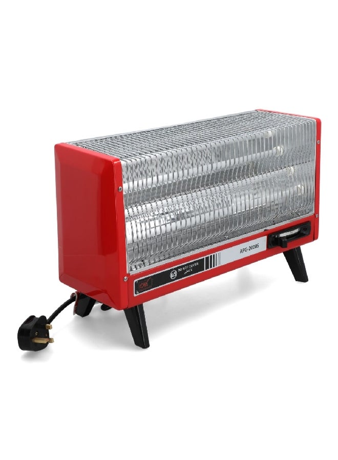 OK 1000-2000W 4-Tube Quartz Rectangular Electric Heater Silver and Red 22 x 26.5 x 50 cm APG - 2000S - Image 3